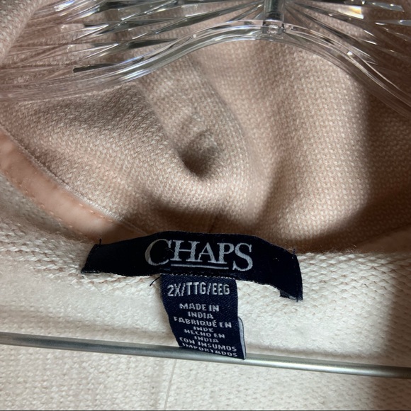 NWT Chaps Pink/Tan Knit Drawstring Cowl Neck Pullover Sweater size 2X - Picture 2 of 10